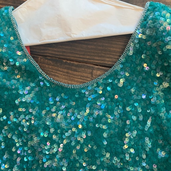 Vintage Nipon Night Teal Sequin Dress with purse - Picture 3 of 8